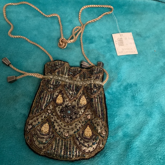 JESSICA McCLINTON FABRIC BEADED PURSE - Picture 3 of 7